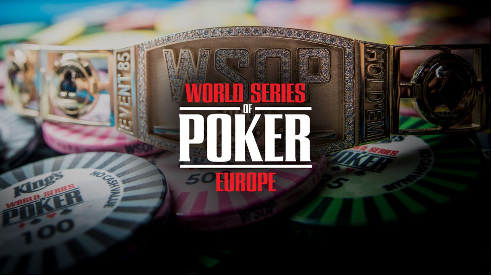 World Series of Poker Europe poster with a WSOP bracelet and poker chips