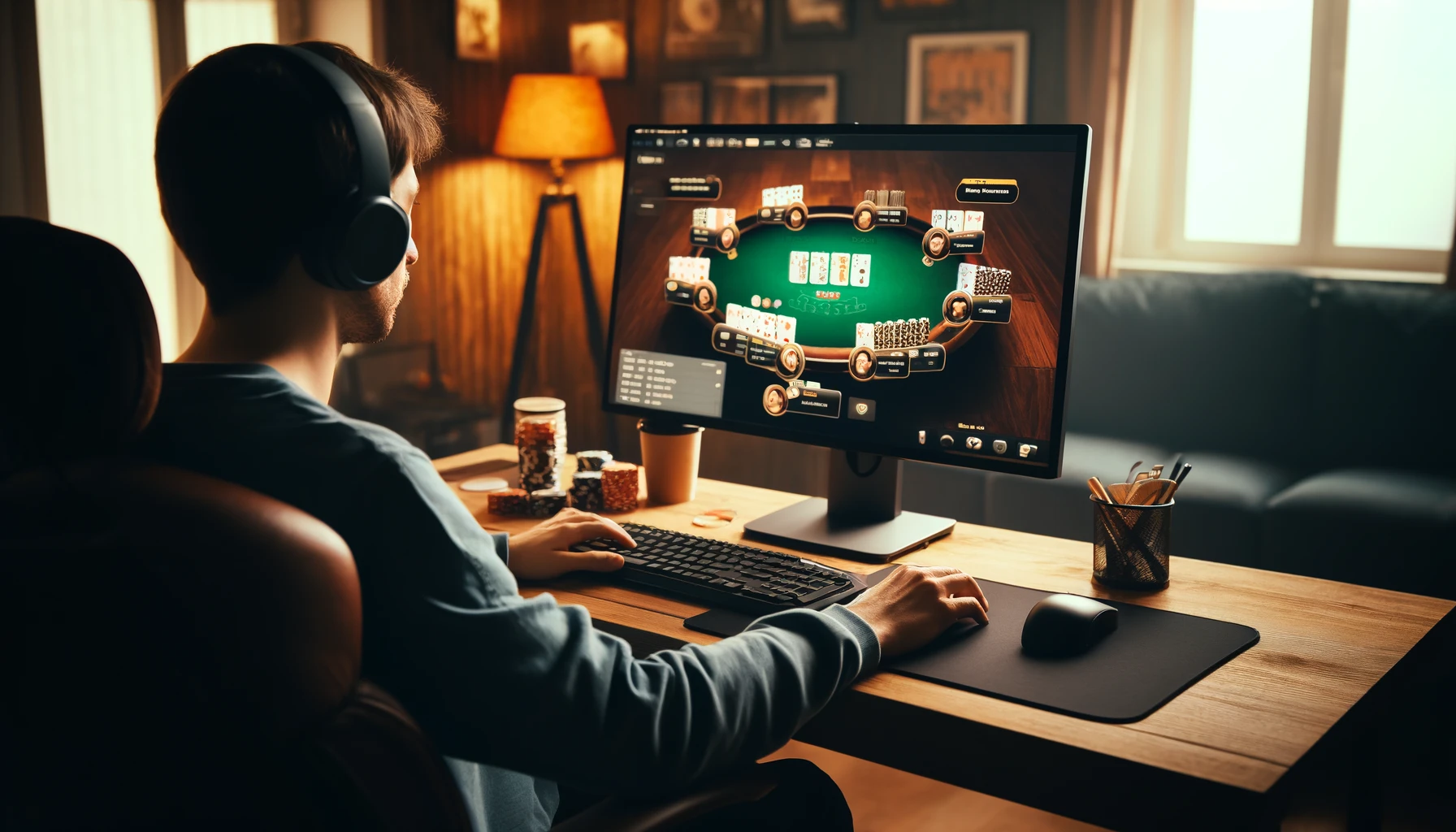 a person playing online poker